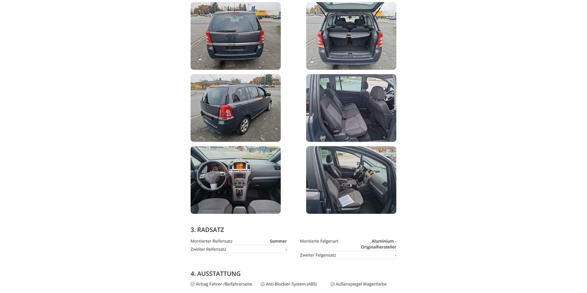 Opel Zafira 182.609 km 4.500 &euro; Rodgau 63110