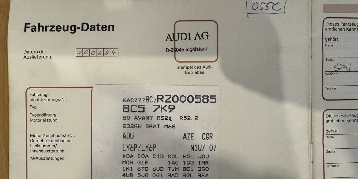 Audi RS2 Avant Ragusa org.Brief+Scheckheftgepflegt 288.500 km 58.000 &euro; Dreieich 63303